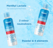 Two Flexitol Foot Odour Powder Spray cans with text about menthyl lactate and odour neutralizers