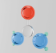 Scientific equipment displaying three colourful plates in red, blue and white demonstrating urea in skincare