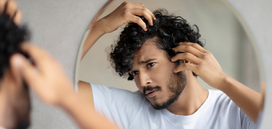 A young man concerned about his itchy scalp