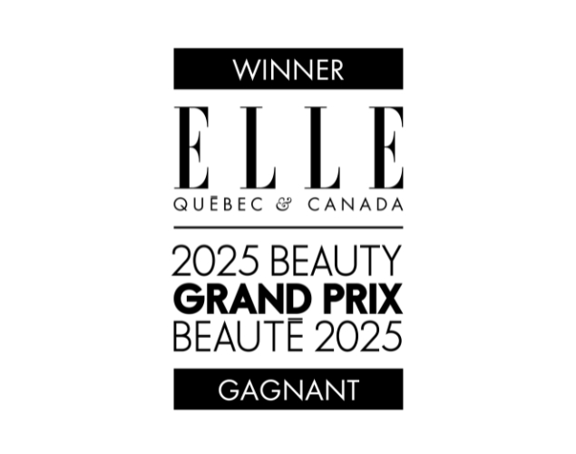 Winner badge for Elle Quebec & Canada 2025 Beauty Grand Prix